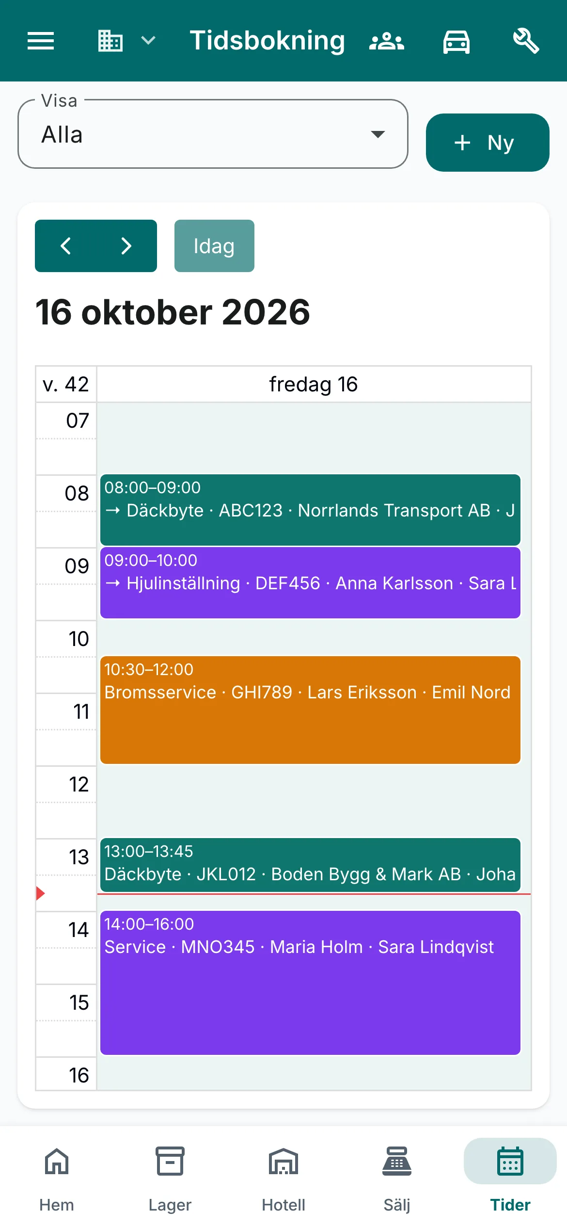 Bokningar på mobil